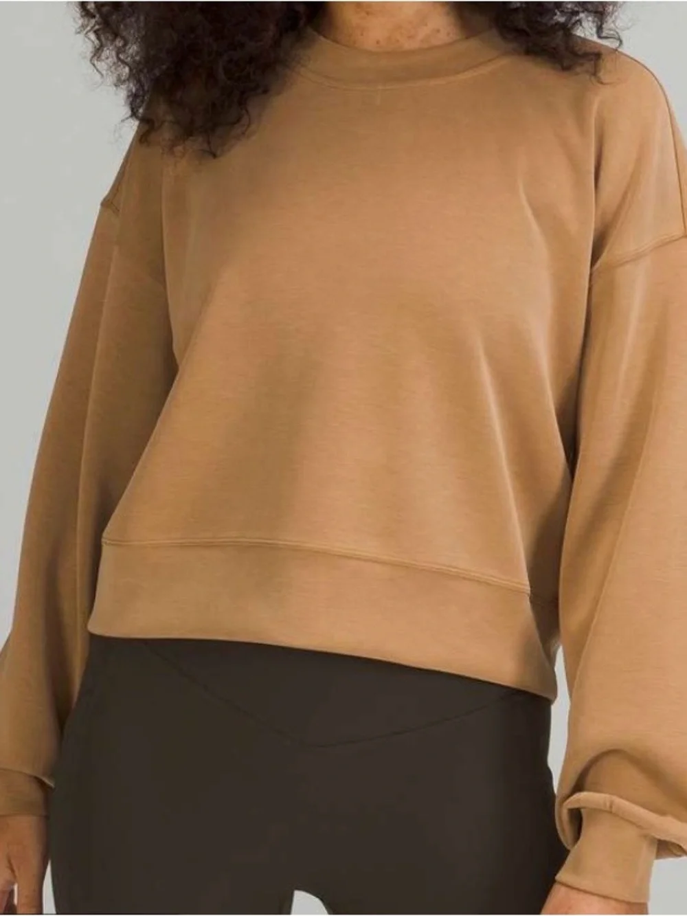 lululemon athletica Cropped Crewneck Sweatshirt in Camel Brown